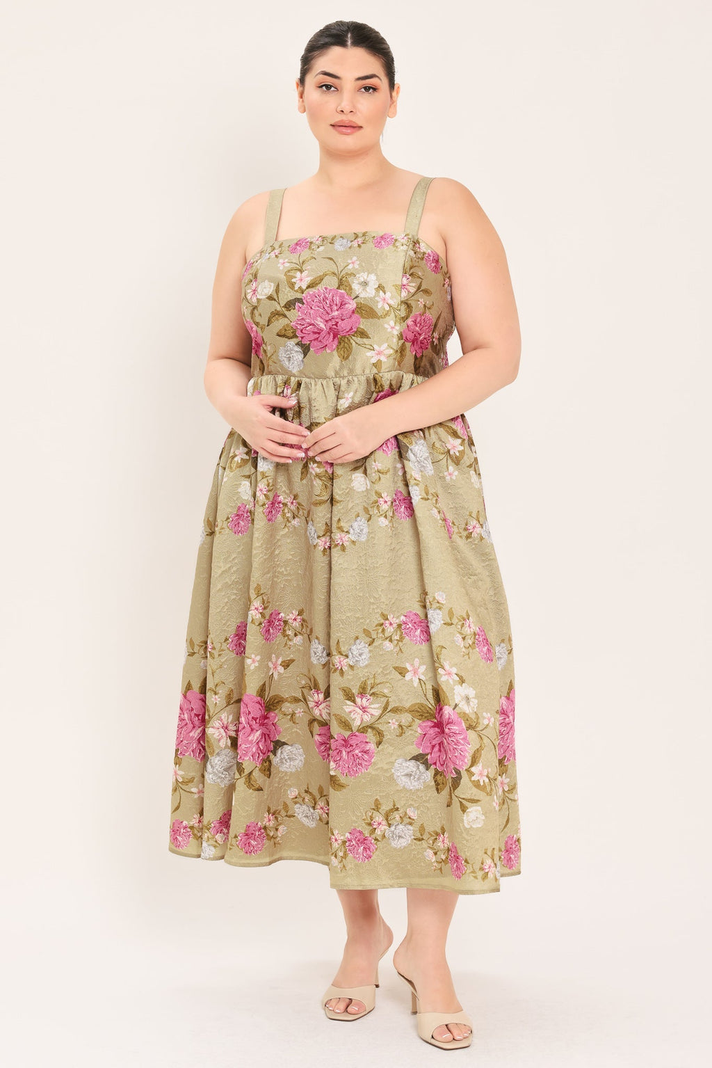 SWEET PEONY MORNING WOVEN MIDI DRESS Flying Tomato