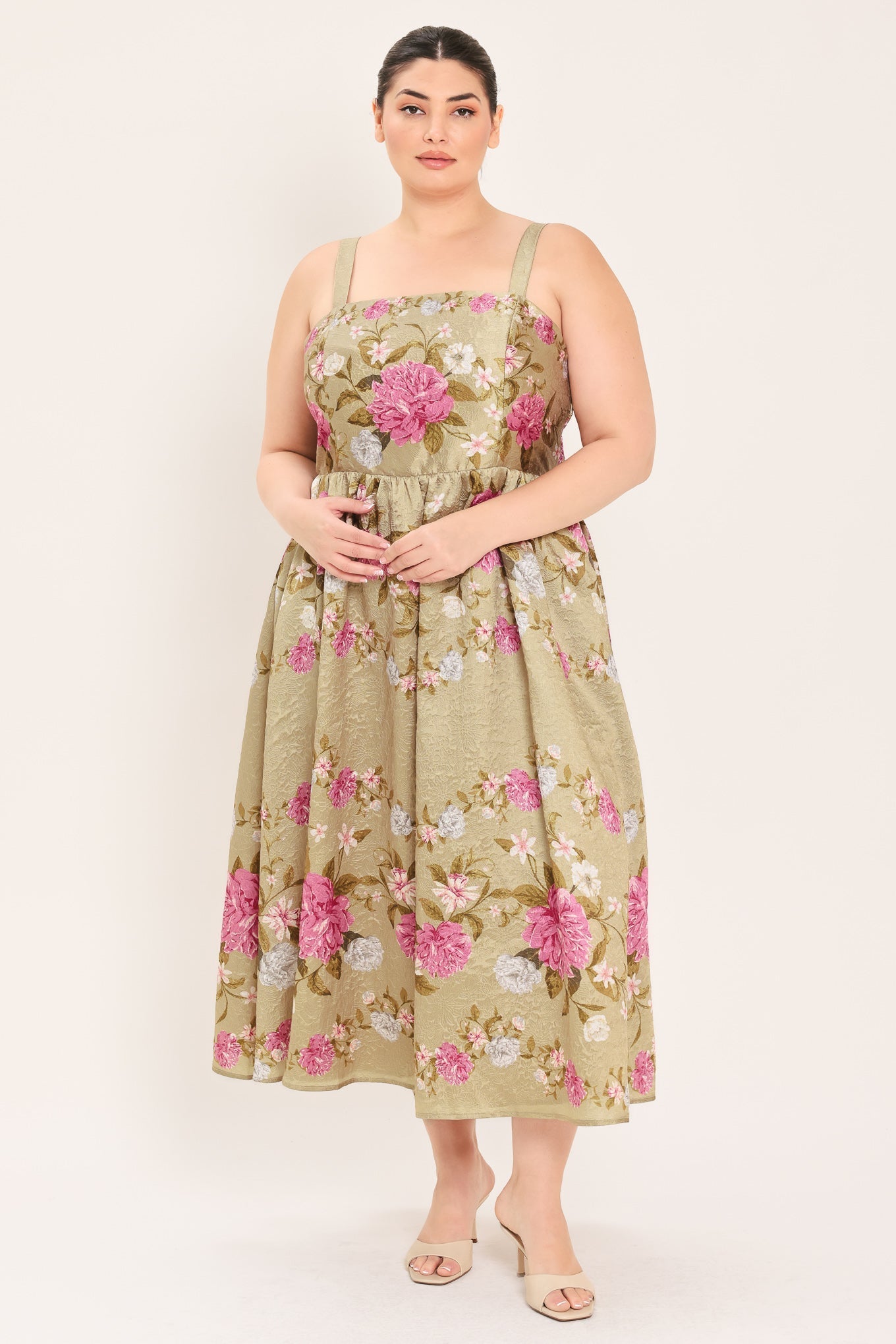 SWEET PEONY MORNING WOVEN MIDI DRESS Flying Tomato