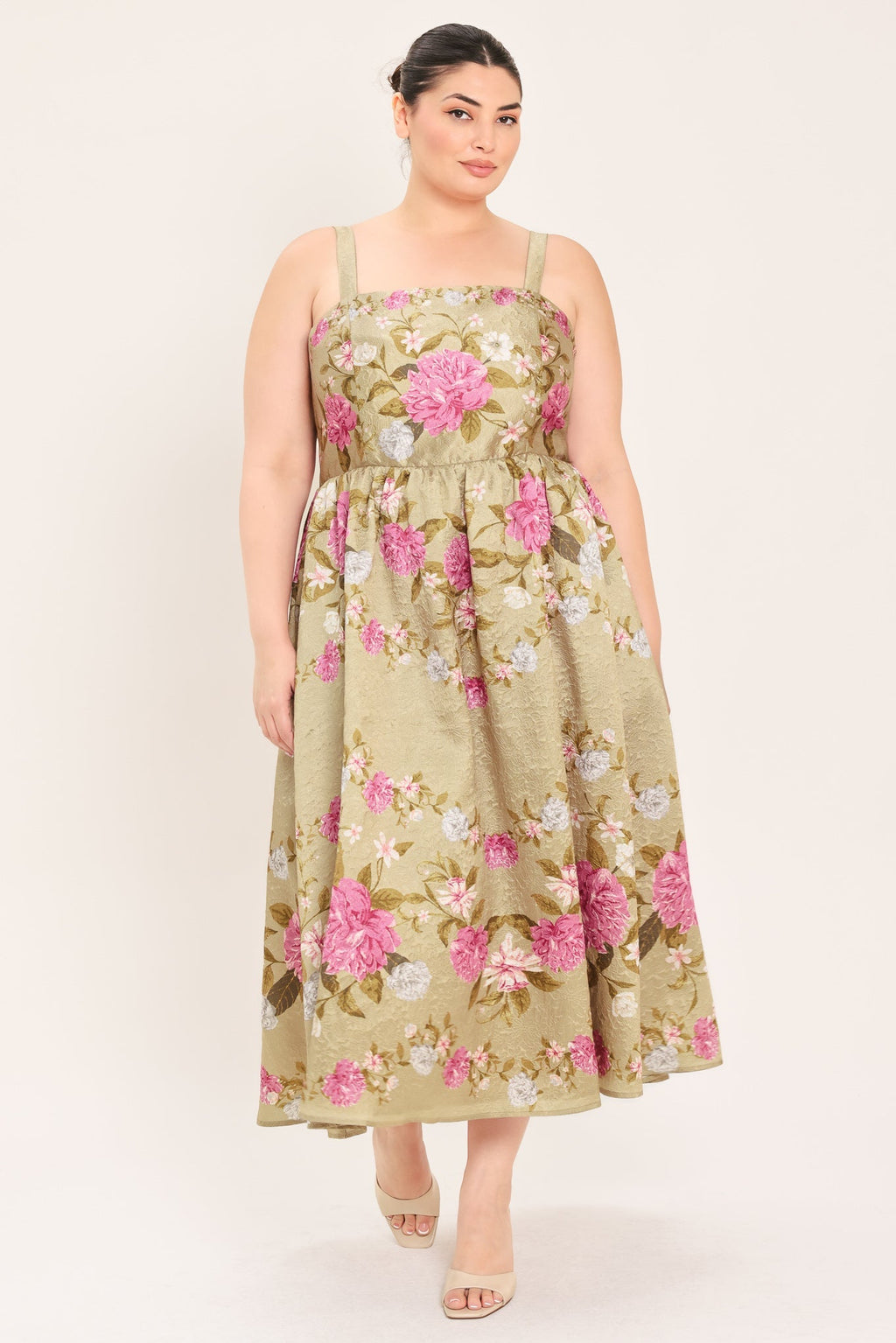 SWEET PEONY MORNING WOVEN MIDI DRESS Flying Tomato