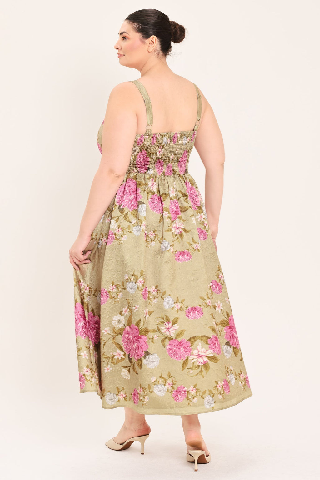 SWEET PEONY MORNING WOVEN MIDI DRESS Flying Tomato