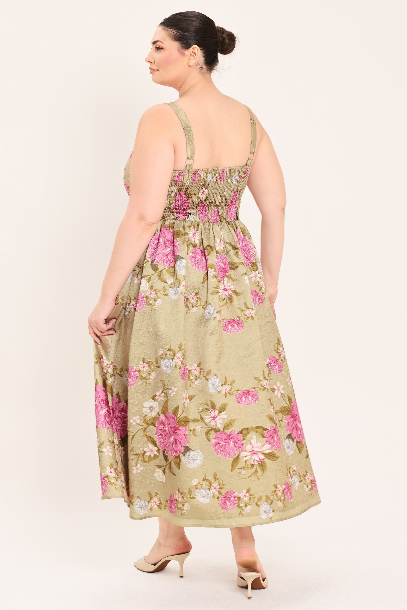 SWEET PEONY MORNING WOVEN MIDI DRESS Flying Tomato