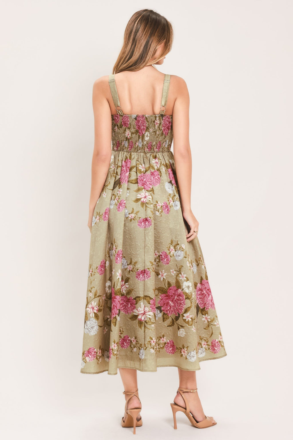 SWEET PEONY MORNING WOVEN MIDI DRESS Flying Tomato