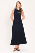 MIDNIGHT GOLDEN SECRET DENIM MAXI DRESS Flying Tomato