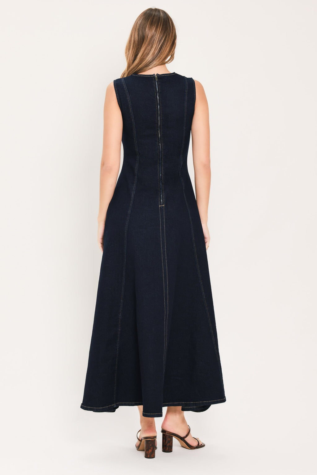 MIDNIGHT GOLDEN SECRET DENIM MAXI DRESS Flying Tomato