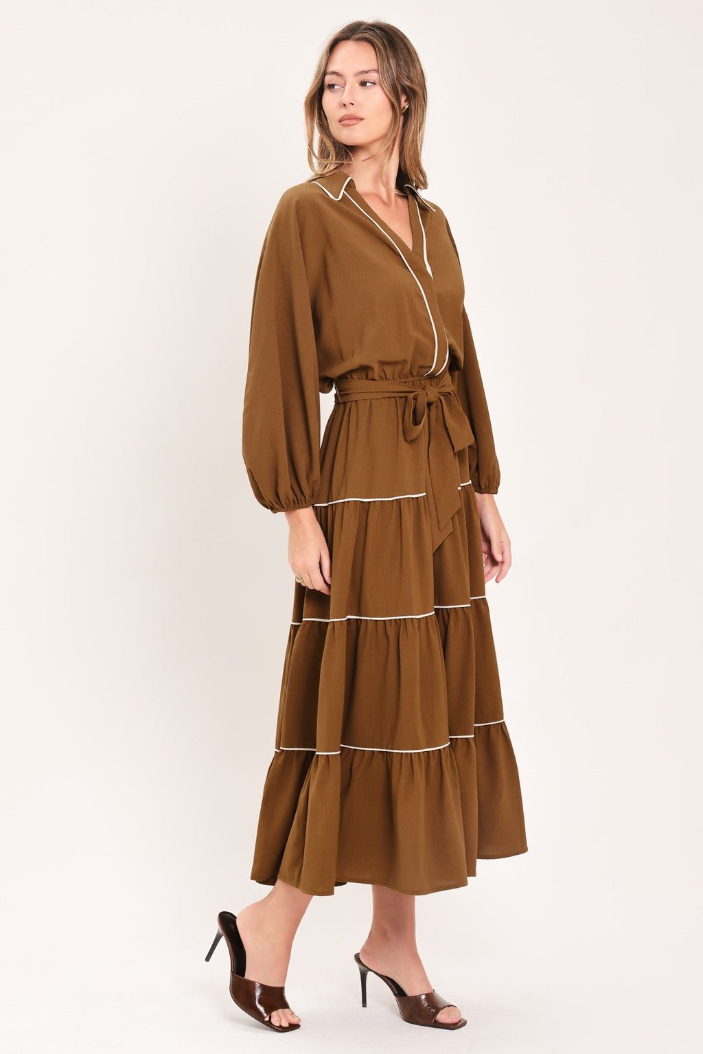 MAPLE TIERED MOMENTS WOVEN MIDI DRESS Flying Tomato