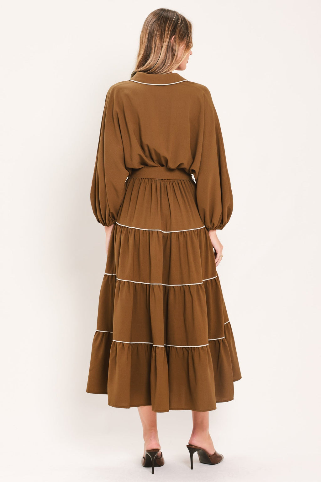 MAPLE TIERED MOMENTS WOVEN MIDI DRESS Flying Tomato