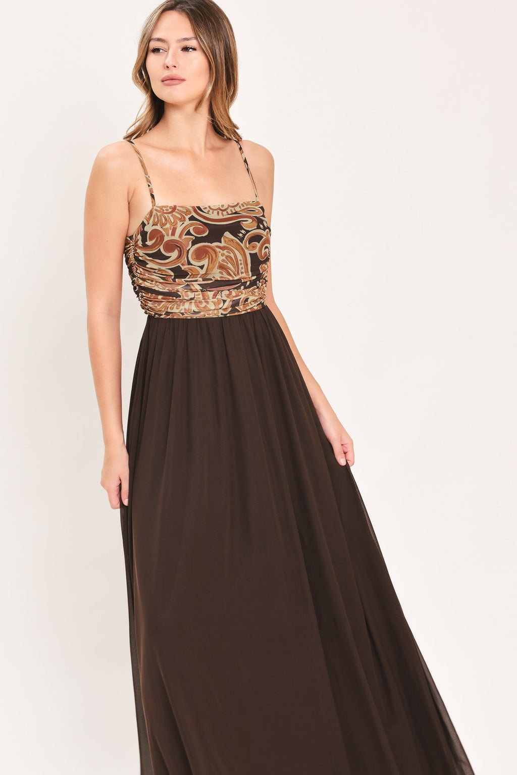 AUTUMN ARABESQUE KISS POWER MESH MAXI DRESS Flying Tomato