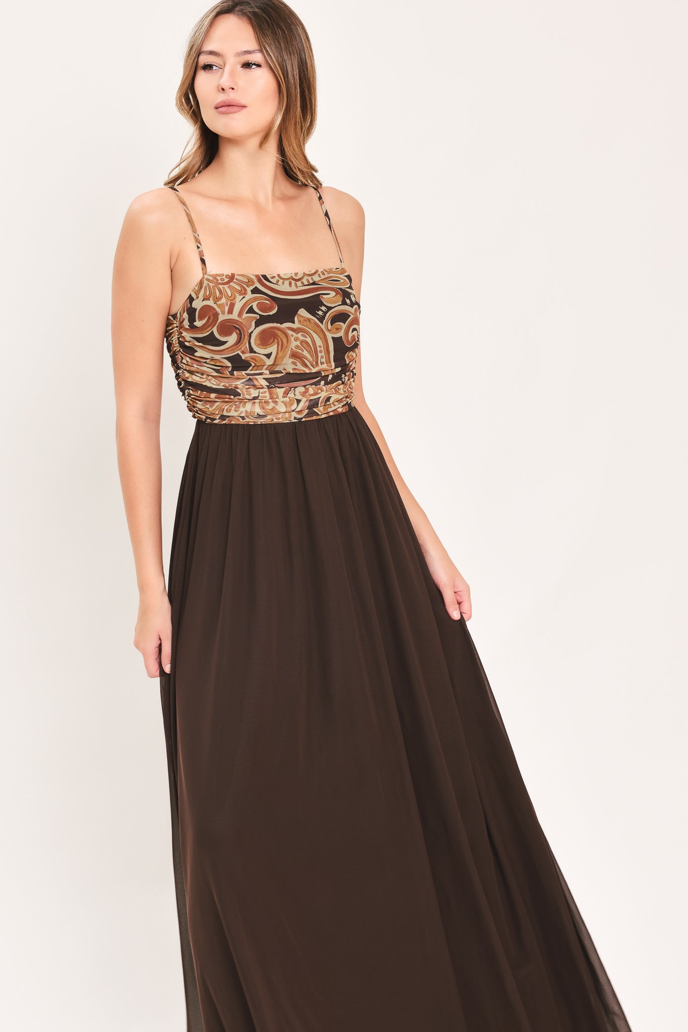AUTUMN ARABESQUE KISS POWER MESH MAXI DRESS Flying Tomato