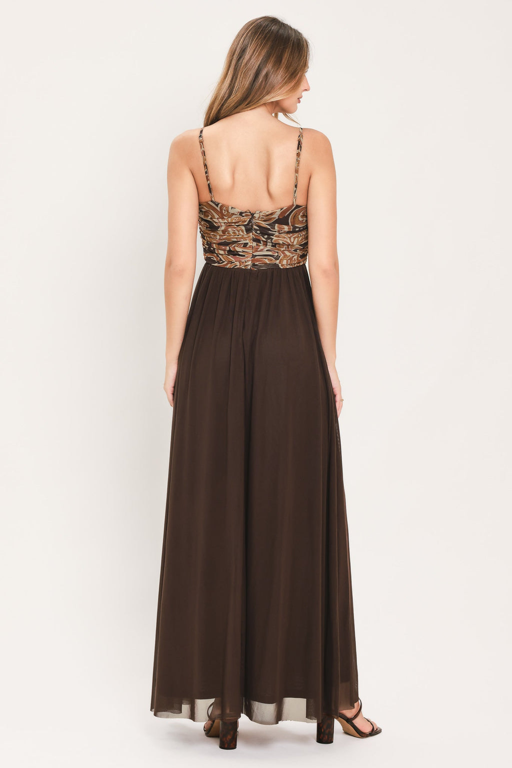 AUTUMN ARABESQUE KISS POWER MESH MAXI DRESS Flying Tomato