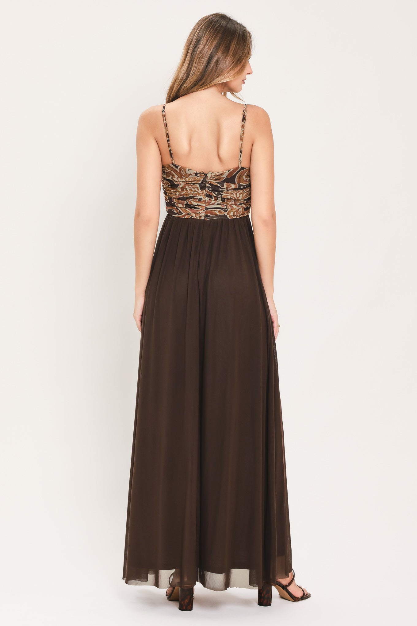 AUTUMN ARABESQUE KISS POWER MESH MAXI DRESS Flying Tomato