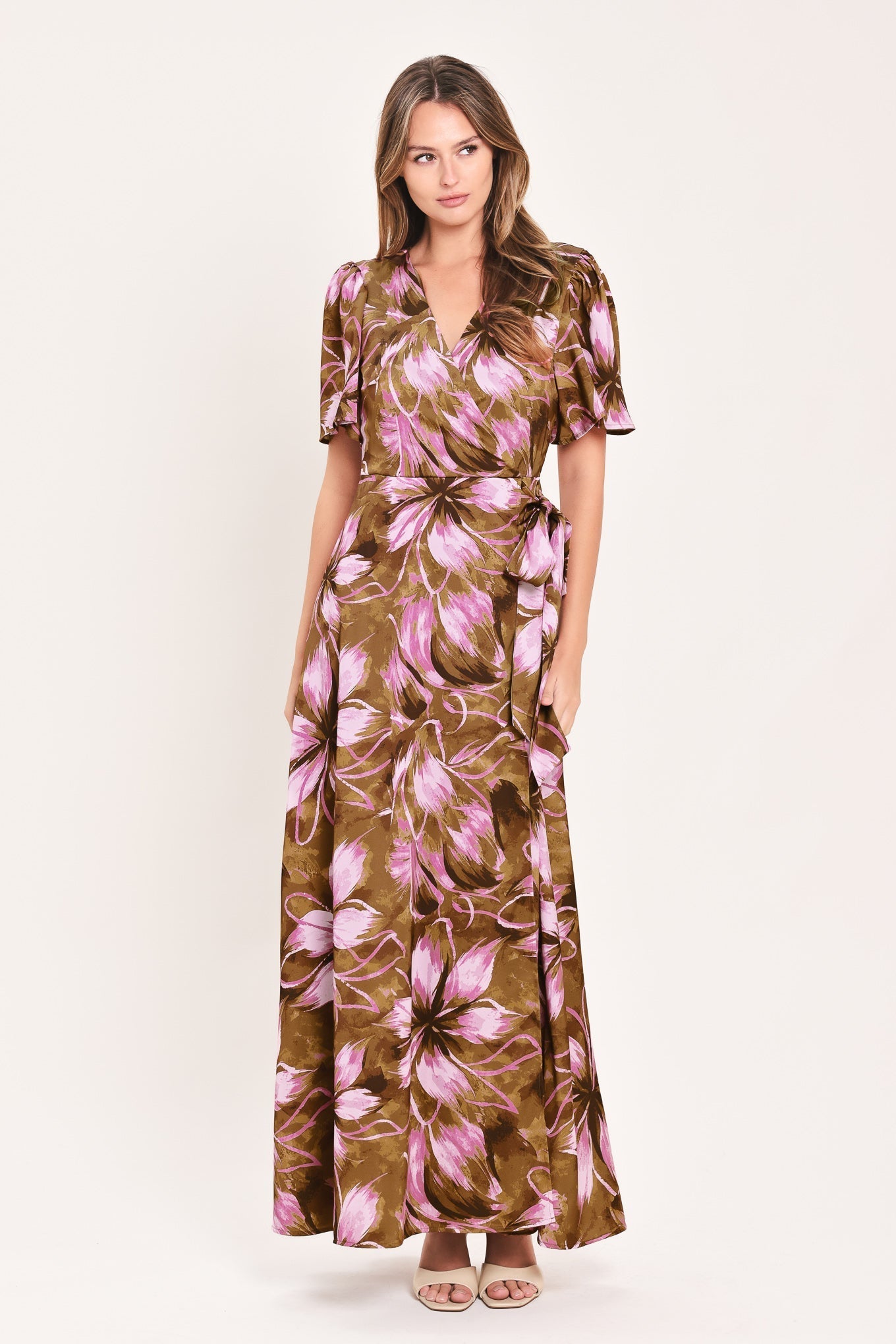 VIOLET GARDEN DRIFT WOVEN FAUX WRAP MAXI DRESS Flying Tomato