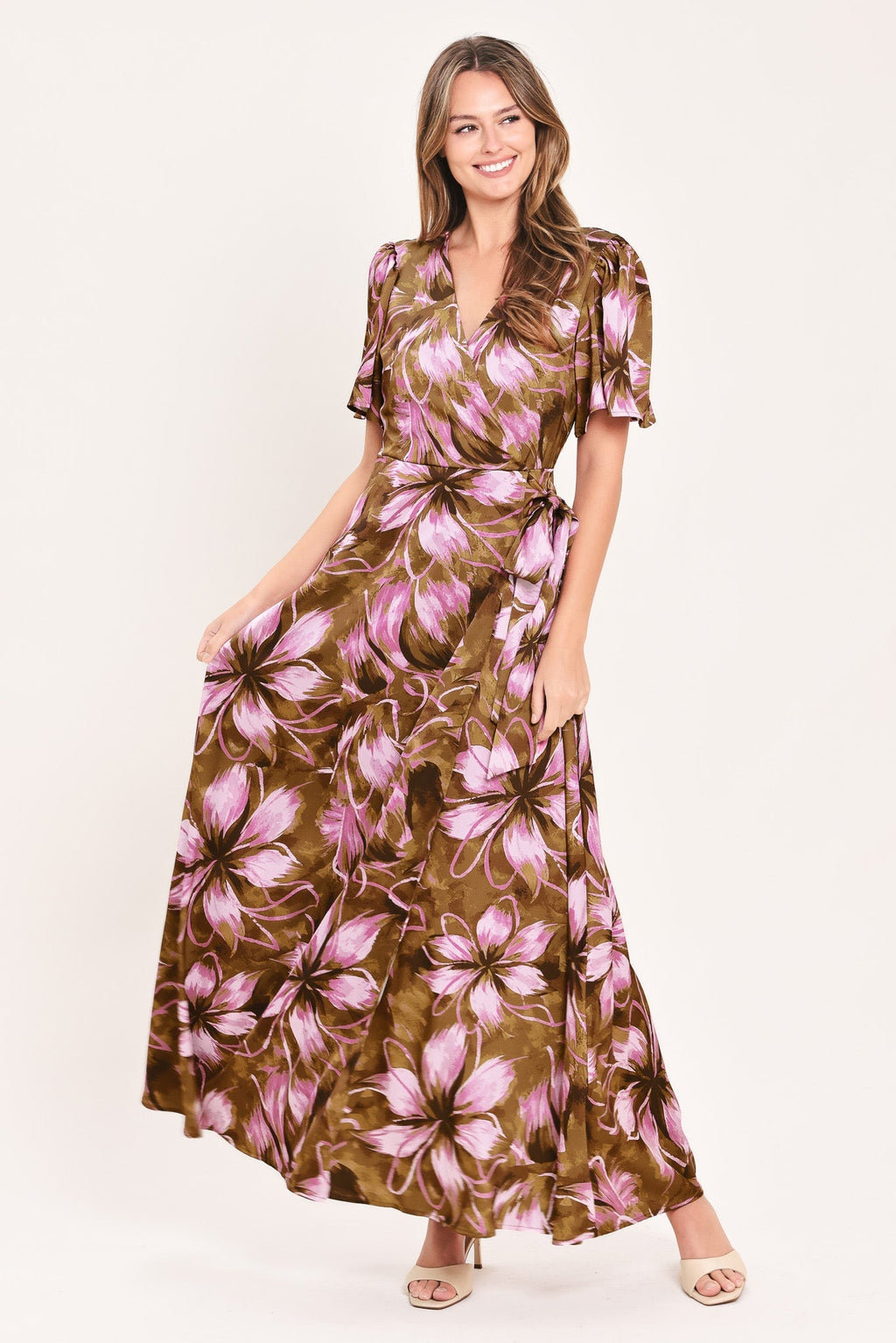 VIOLET GARDEN DRIFT WOVEN FAUX WRAP MAXI DRESS Flying Tomato