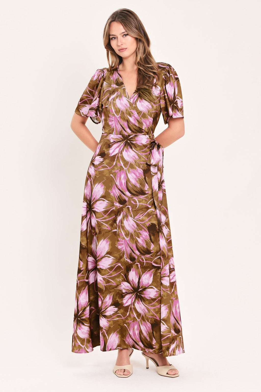 VIOLET GARDEN DRIFT WOVEN FAUX WRAP MAXI DRESS Flying Tomato