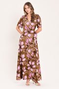 VIOLET GARDEN DRIFT WOVEN FAUX WRAP MAXI DRESS Flying Tomato