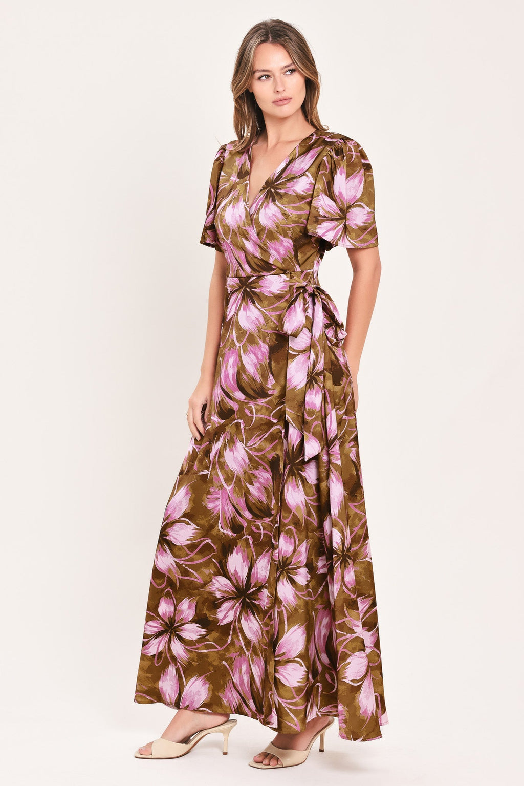 VIOLET GARDEN DRIFT WOVEN FAUX WRAP MAXI DRESS Flying Tomato