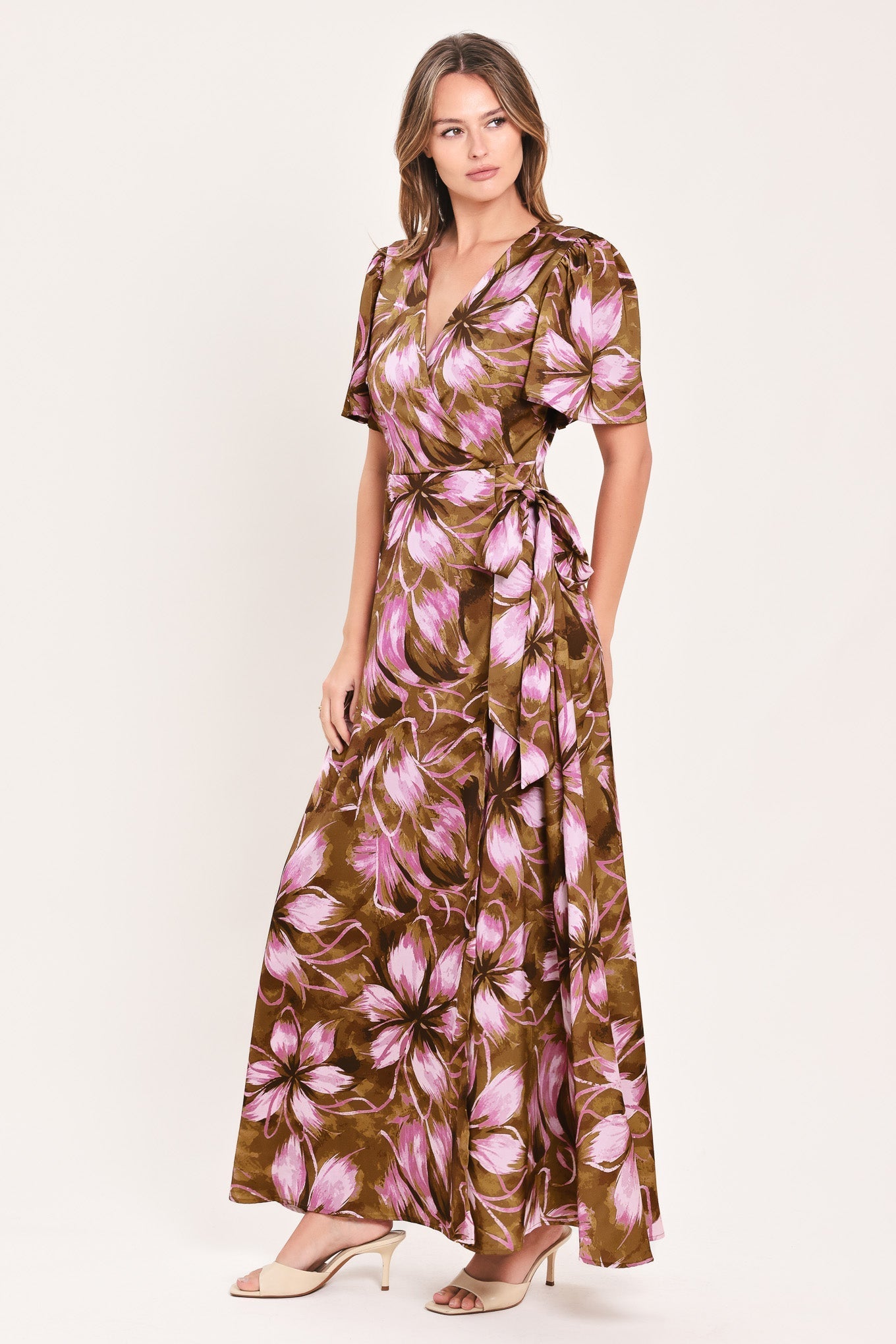VIOLET GARDEN DRIFT WOVEN FAUX WRAP MAXI DRESS Flying Tomato