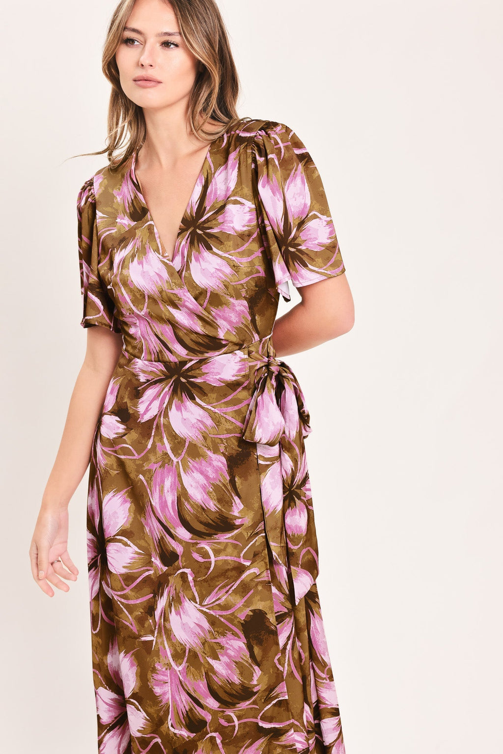 VIOLET GARDEN DRIFT WOVEN FAUX WRAP MAXI DRESS Flying Tomato