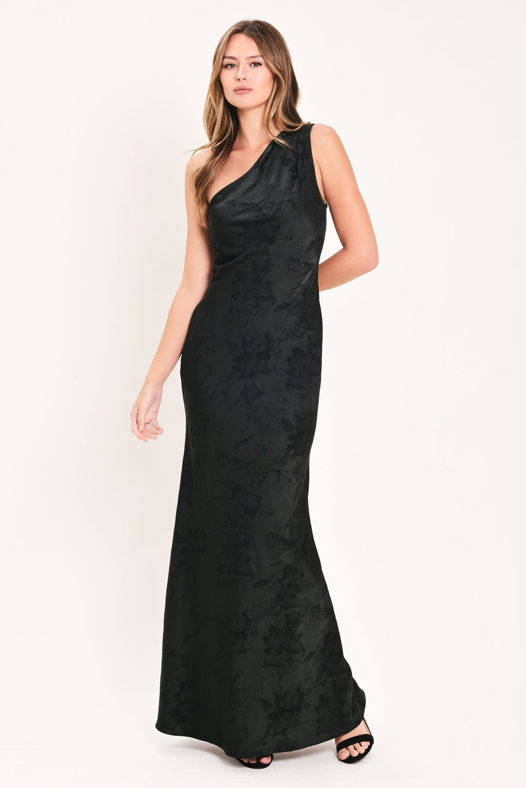 NOCTURNAL ROSE GLOW JACQUARD WOVEN SATIN MAXI DRESS Flying Tomato