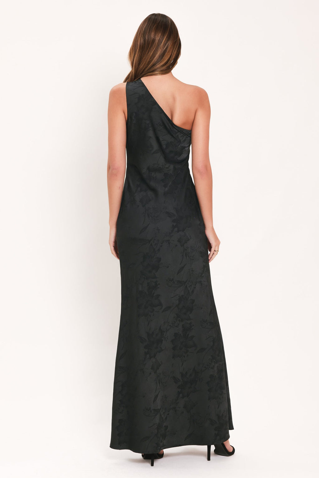 NOCTURNAL ROSE GLOW JACQUARD WOVEN SATIN MAXI DRESS Flying Tomato