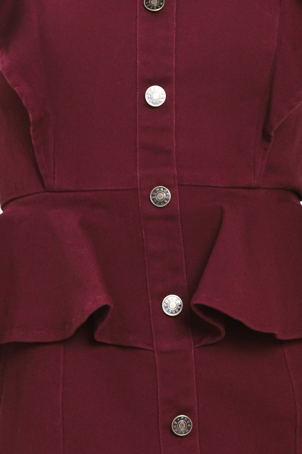 BURGUNDY RUFFLE REVERENCE WOVEN MIDI DRESS Flying Tomato