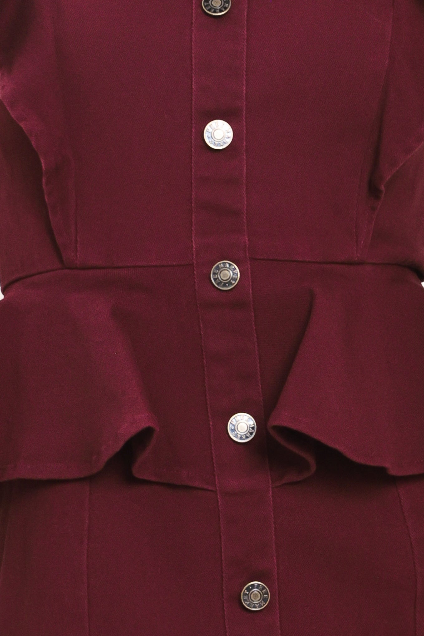 BURGUNDY RUFFLE REVERENCE WOVEN MIDI DRESS Flying Tomato