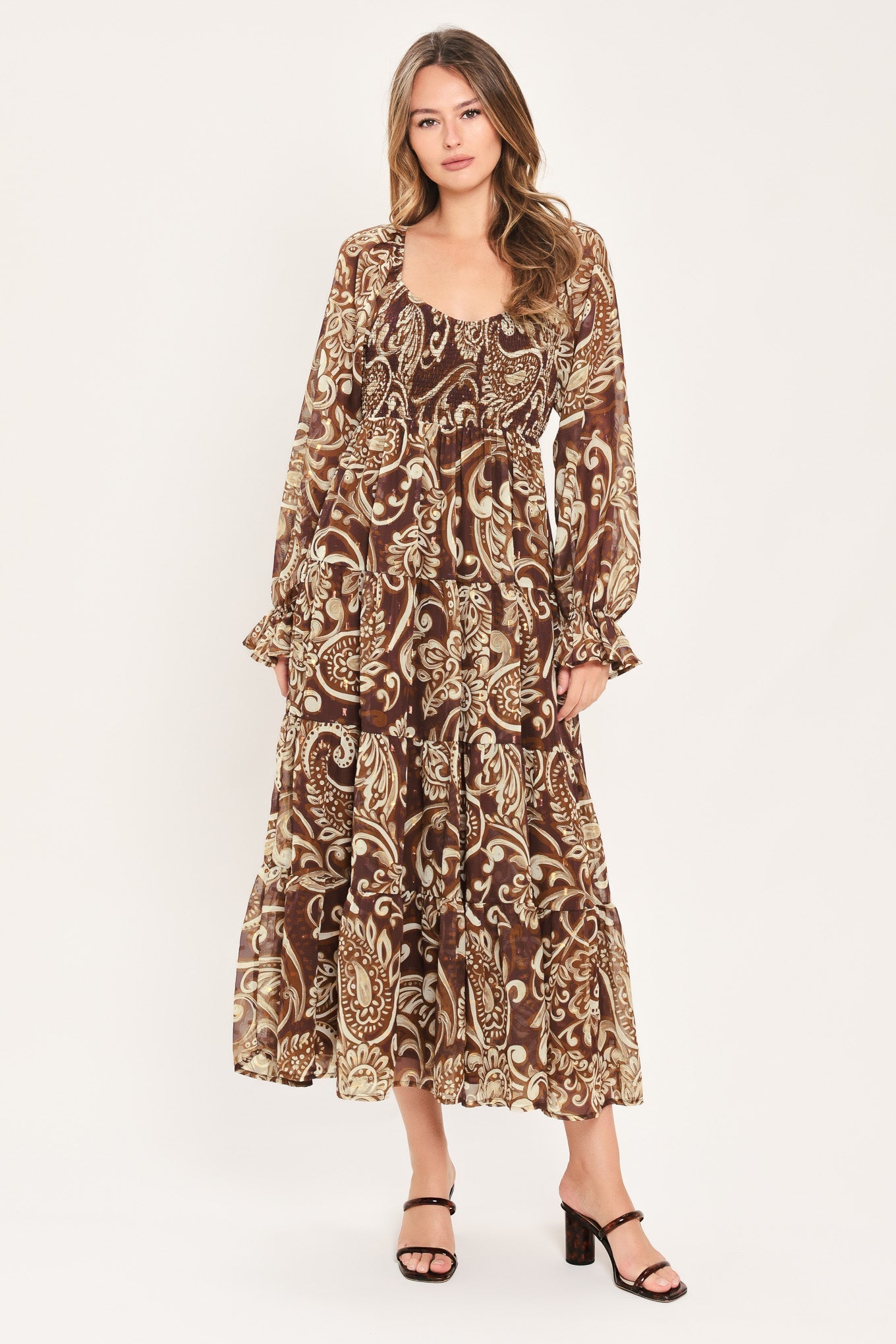 CEDAR SWIRL SONATA WOVEN MIDI DRESS Flying Tomato