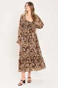 CEDAR SWIRL SONATA WOVEN MIDI DRESS Flying Tomato
