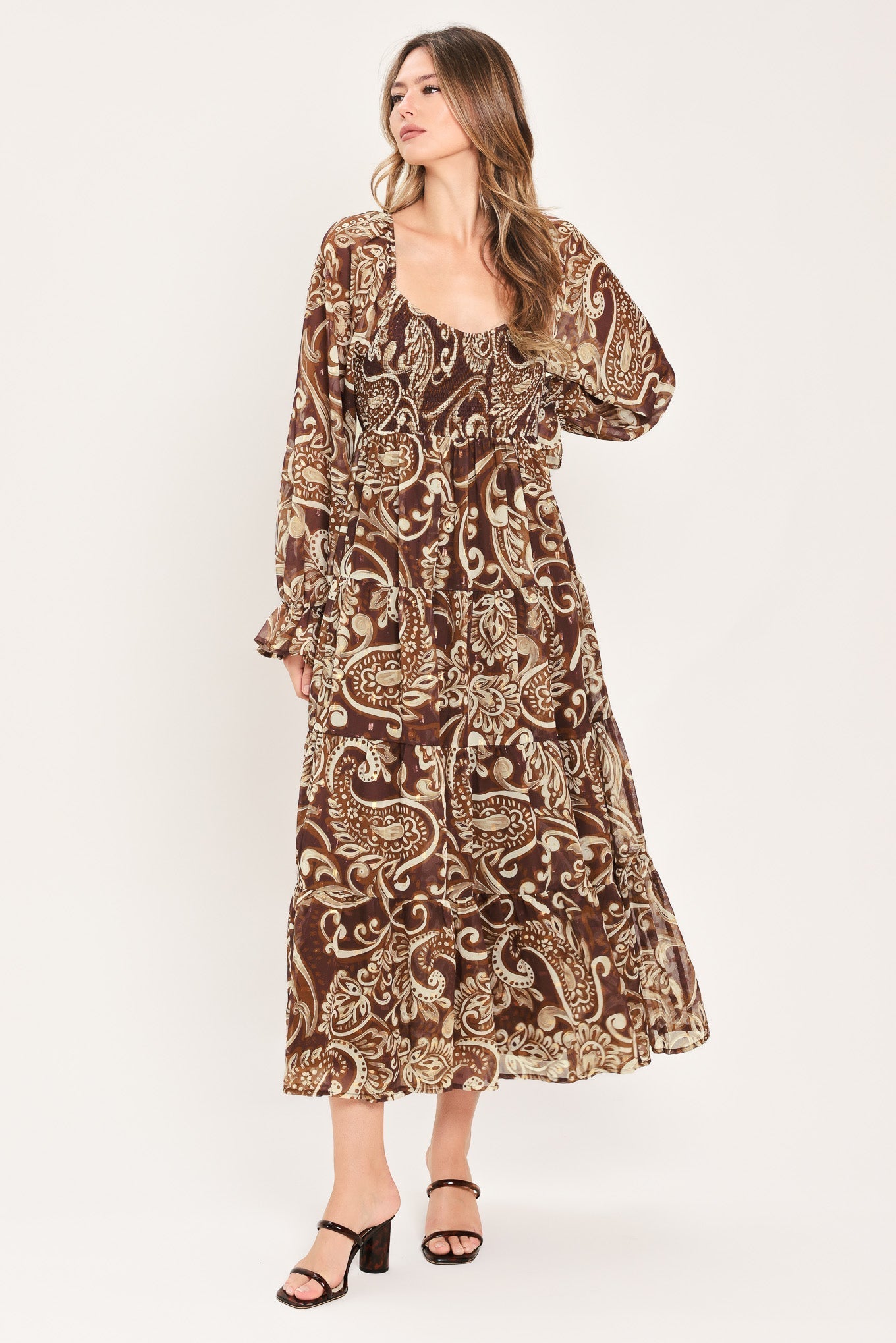 CEDAR SWIRL SONATA WOVEN MIDI DRESS Flying Tomato