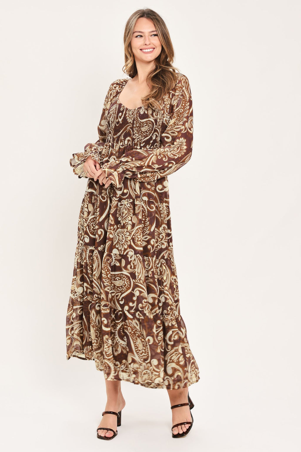 CEDAR SWIRL SONATA WOVEN MIDI DRESS Flying Tomato