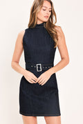 DEEP INDIGO POISE DENIM MINI DRESS Flying Tomato