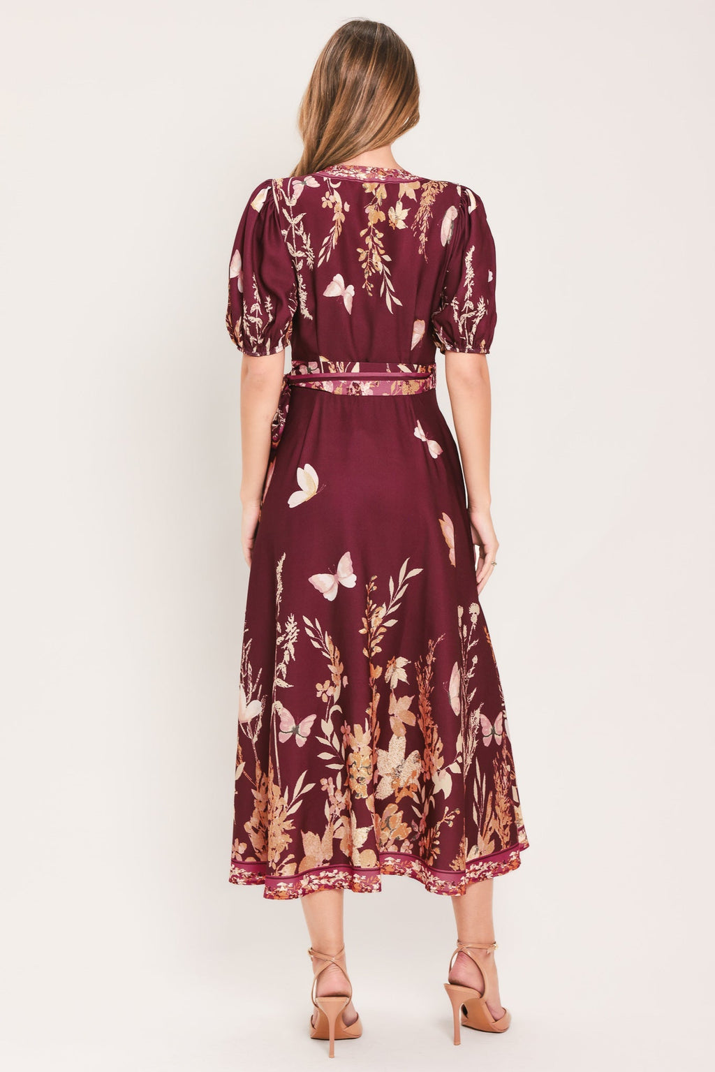 PLUM GARDEN ENCHANTMENT WOVEN MIDI DRESS Flying Tomato