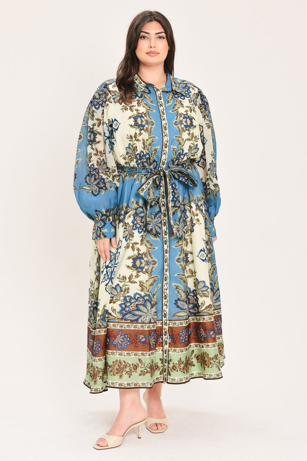 SKYBORNE ORNAMENTAL GRACE WOVEN MIDI SHIRT DRESS Flying Tomato