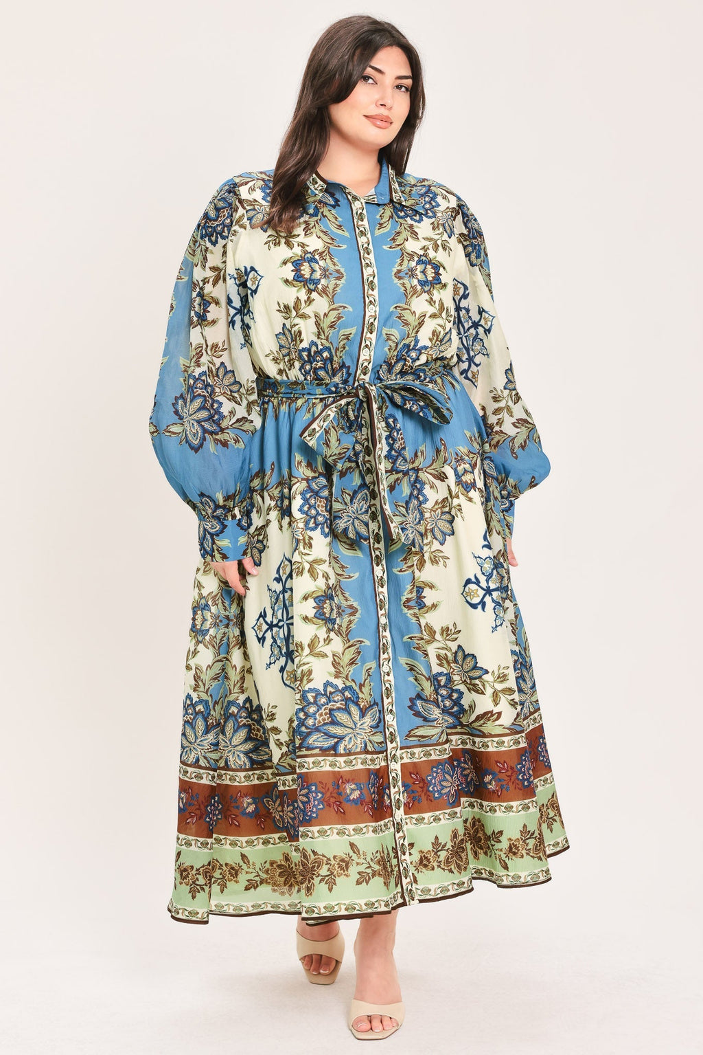 SKYBORNE ORNAMENTAL GRACE WOVEN MIDI SHIRT DRESS Flying Tomato