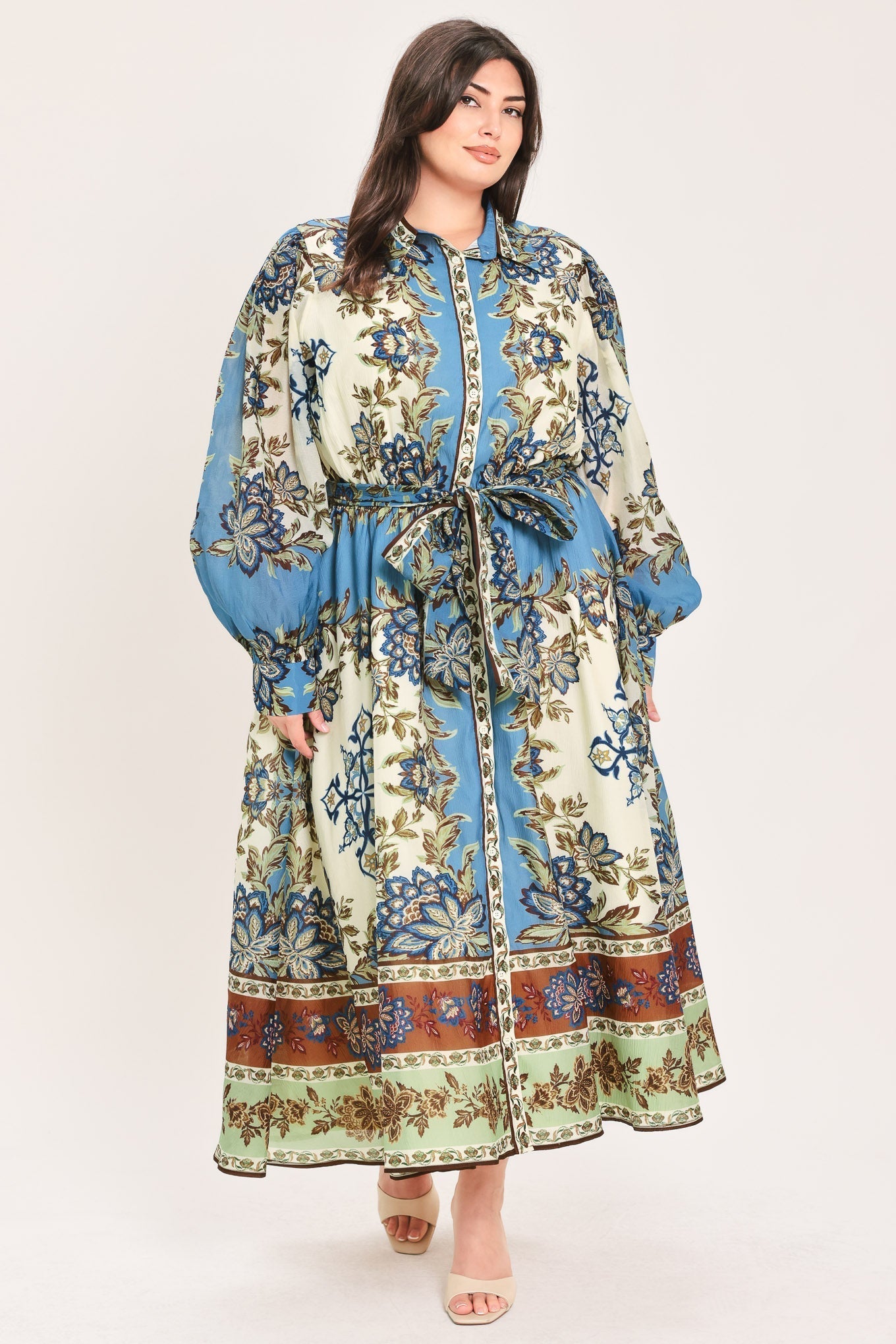 SKYBORNE ORNAMENTAL GRACE WOVEN MIDI SHIRT DRESS Flying Tomato
