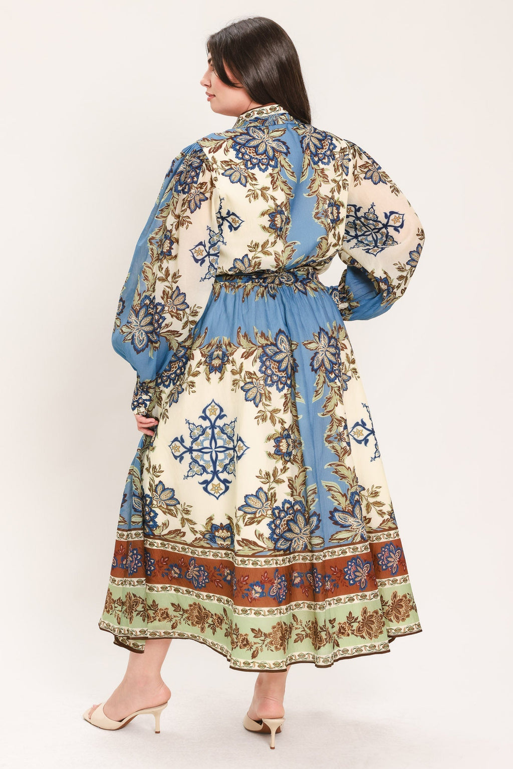 SKYBORNE ORNAMENTAL GRACE WOVEN MIDI SHIRT DRESS Flying Tomato