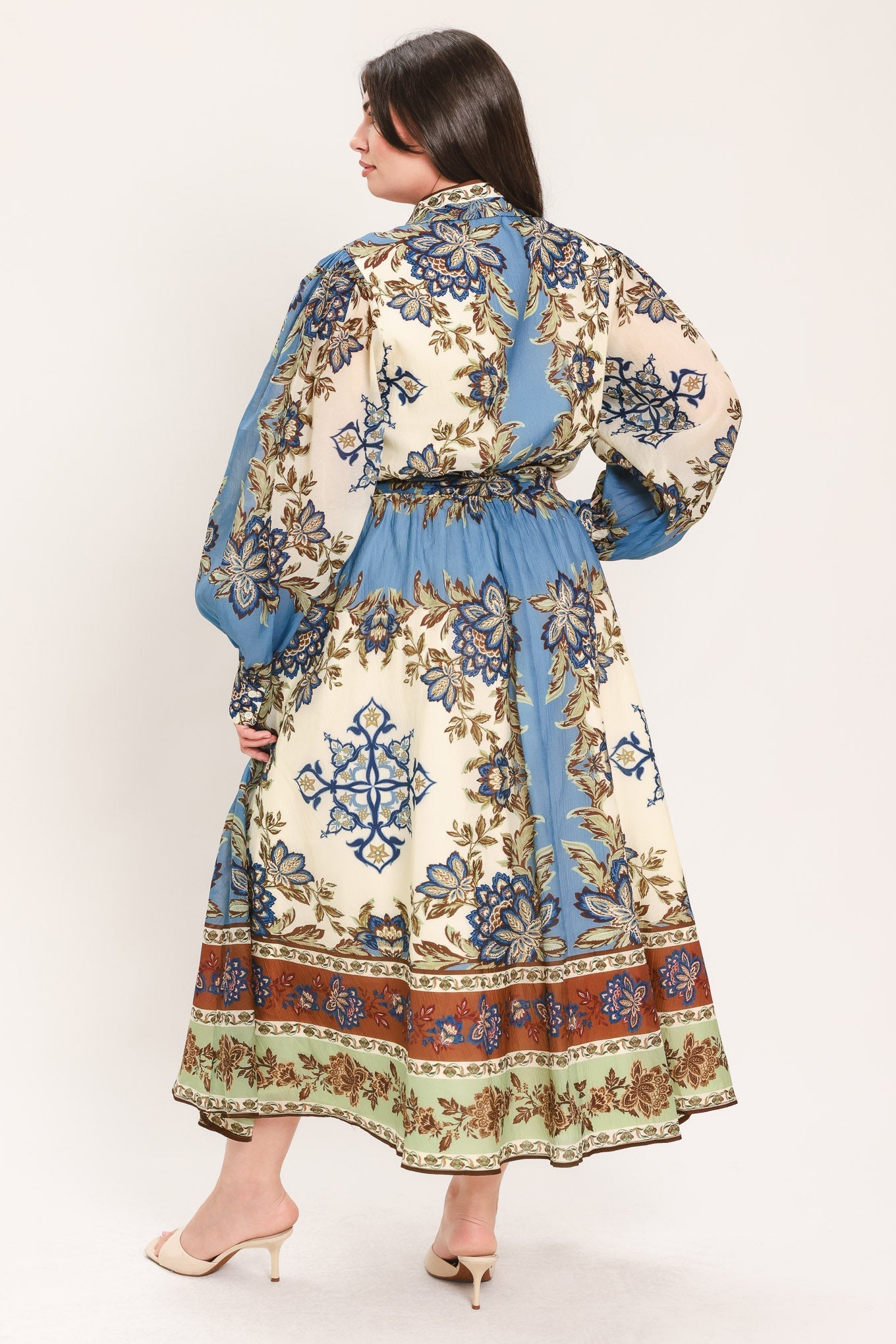 SKYBORNE ORNAMENTAL GRACE WOVEN MIDI SHIRT DRESS Flying Tomato