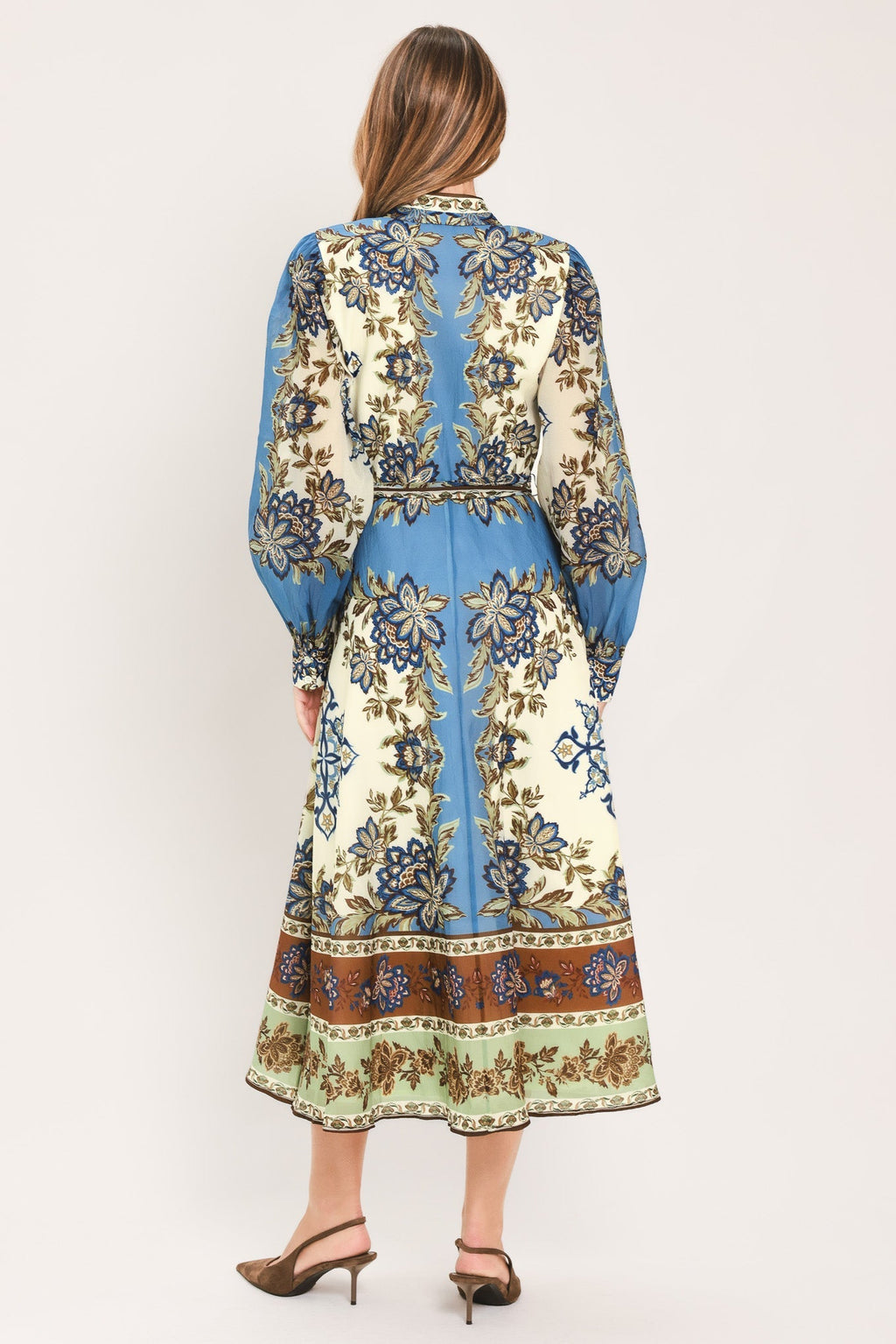 SKYBORNE ORNAMENTAL GRACE WOVEN MIDI SHIRT DRESS Flying Tomato