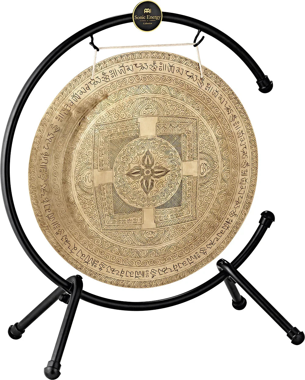 22" Indian Premium Wind Gong with Stand, Hand-engraved Mantra Utah Energy Healing Center