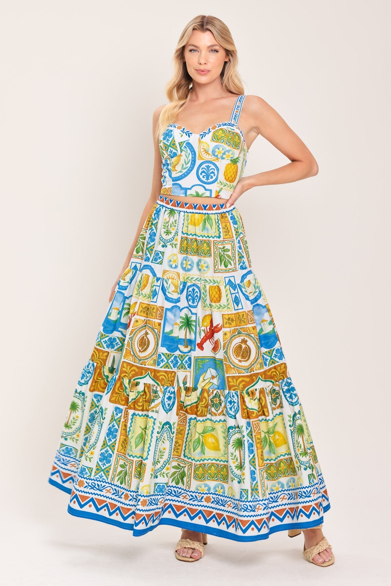 SICILIAN SUMMER WOVEN MAXI SKIRT Flying Tomato