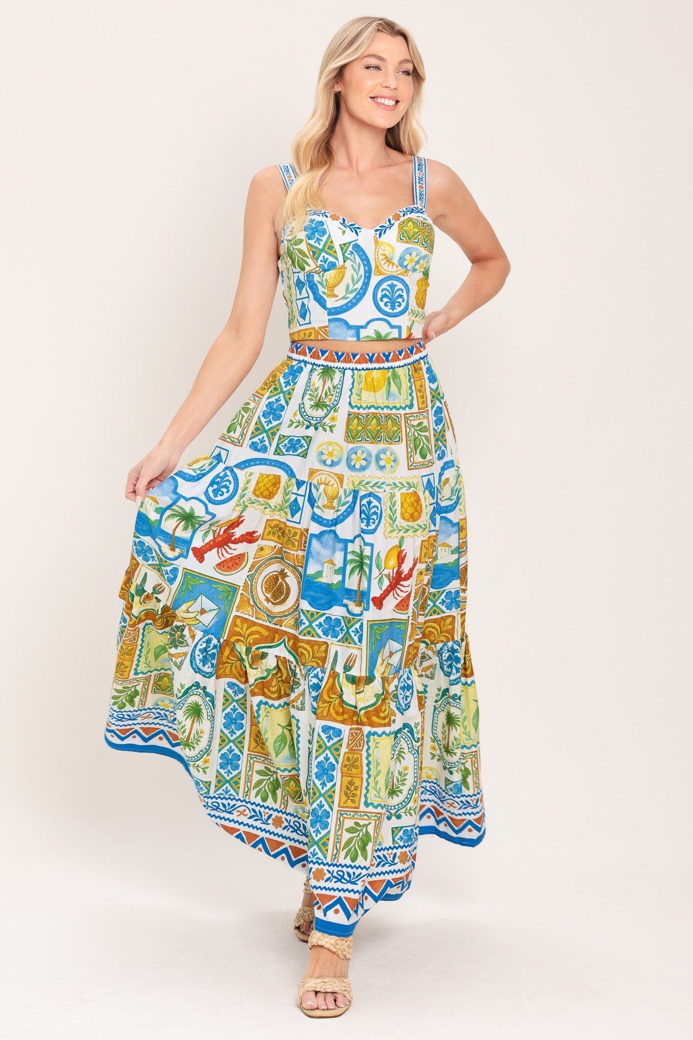 SICILIAN SUMMER WOVEN MAXI SKIRT Flying Tomato