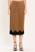 UMBER LACE AFTERGLOW FAUX SUEDE STRAIGHT SKIRT Flying Tomato