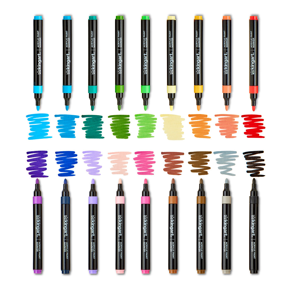 Acrylic Paint Markers Variety Set – Bright, Neutral, Floral, Pastel - 48 Count KINGART