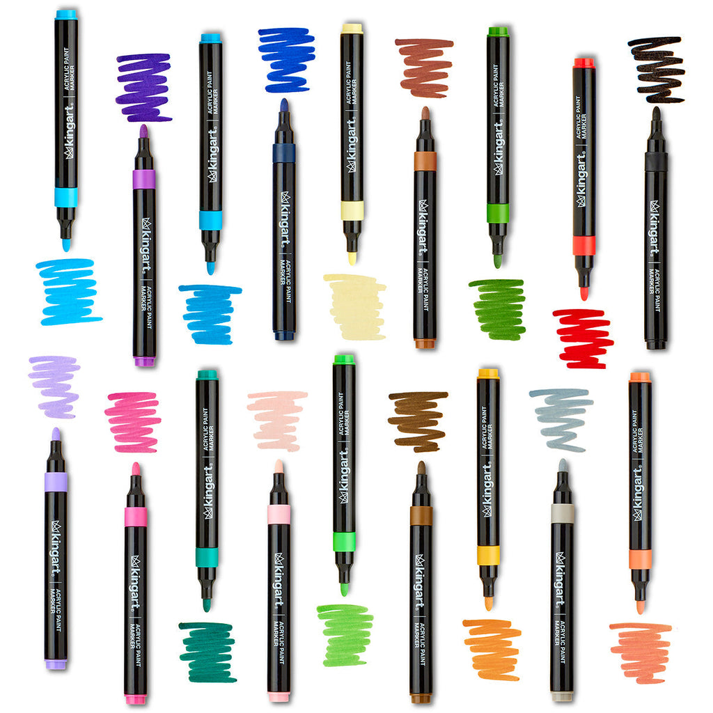 Acrylic Paint Markers Variety Set – Bright, Neutral, Floral, Pastel - 48 Count KINGART