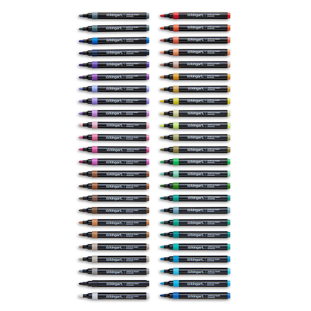 Acrylic Paint Markers Variety Set – Bright, Neutral, Floral, Pastel - 48 Count KINGART