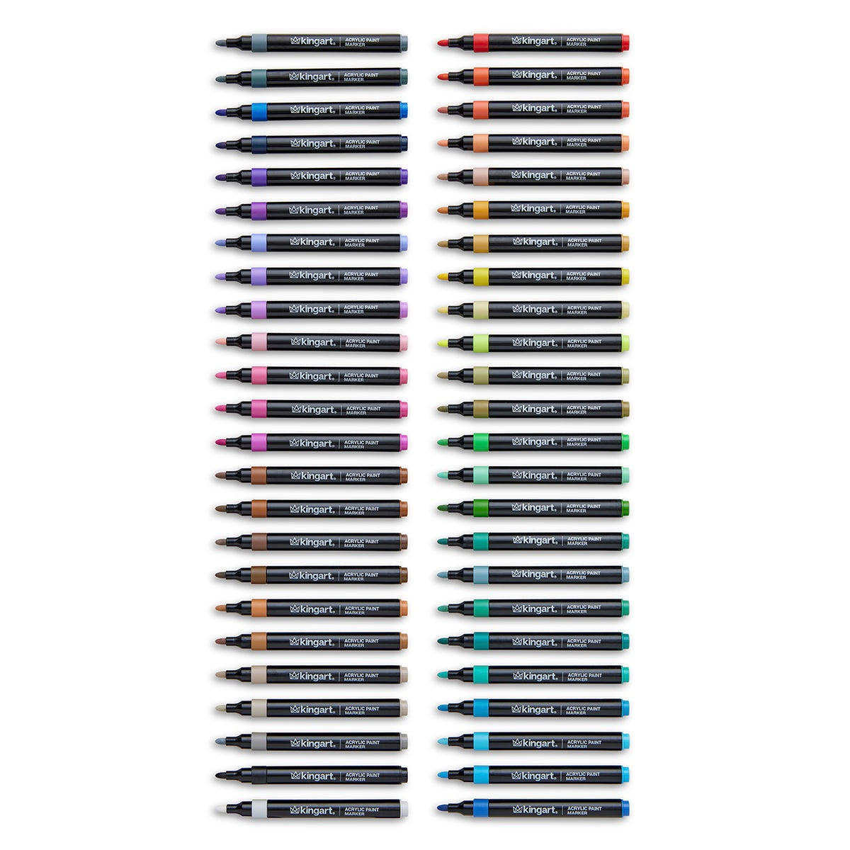 Acrylic Paint Markers Variety Set – Bright, Neutral, Floral, Pastel - 48 Count KINGART