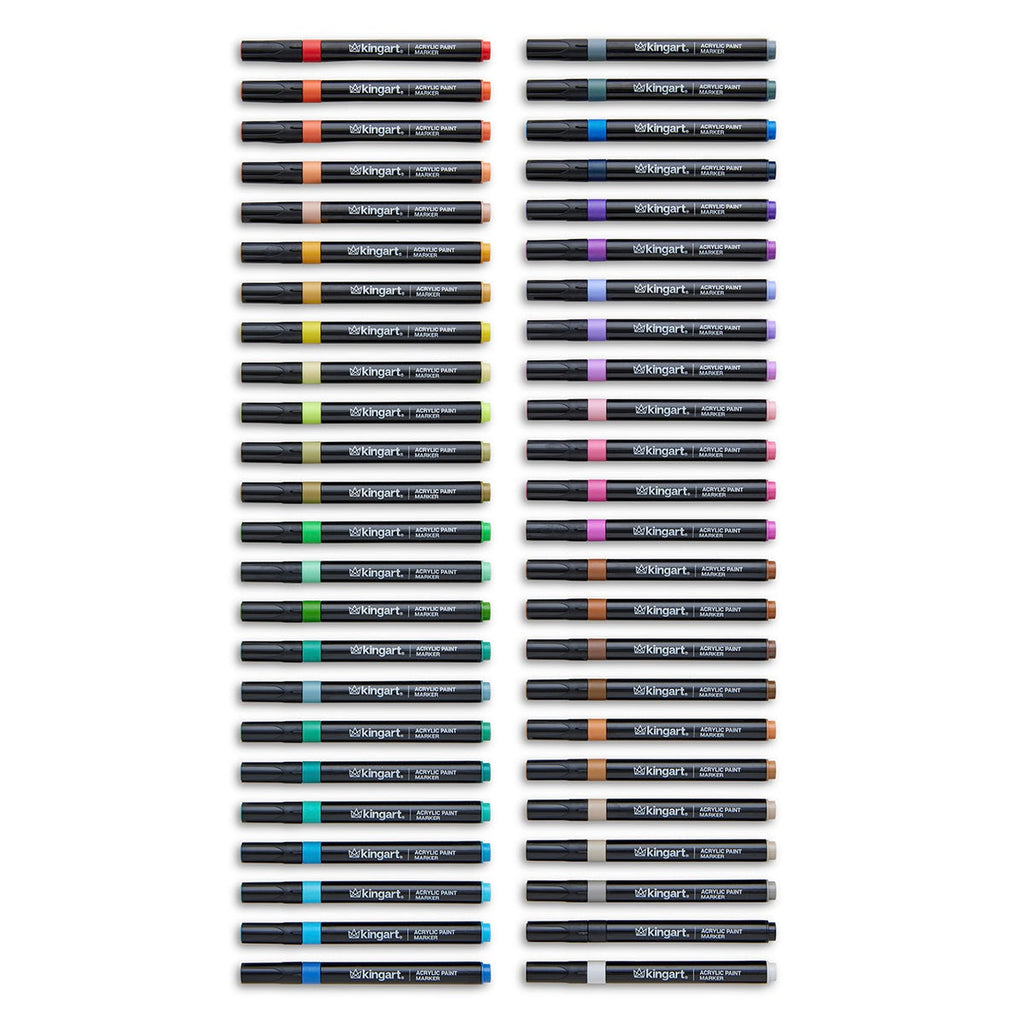 Acrylic Paint Markers Variety Set – Bright, Neutral, Floral, Pastel - 48 Count KINGART