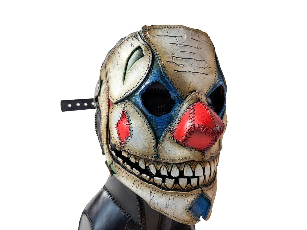 Genuine Leather Mask - Toy Clown - Thick Straps w Velcro Included - Wide Mouth Edition Rockwell Masks