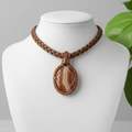 Custom copper wire wrapped agate necklace with braided necklace cord The Vibez Shop