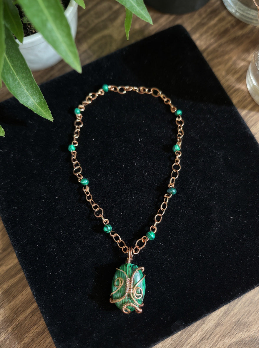 Yvng Gahd Malachite Beaded Copper Necklace The Vibez Shop