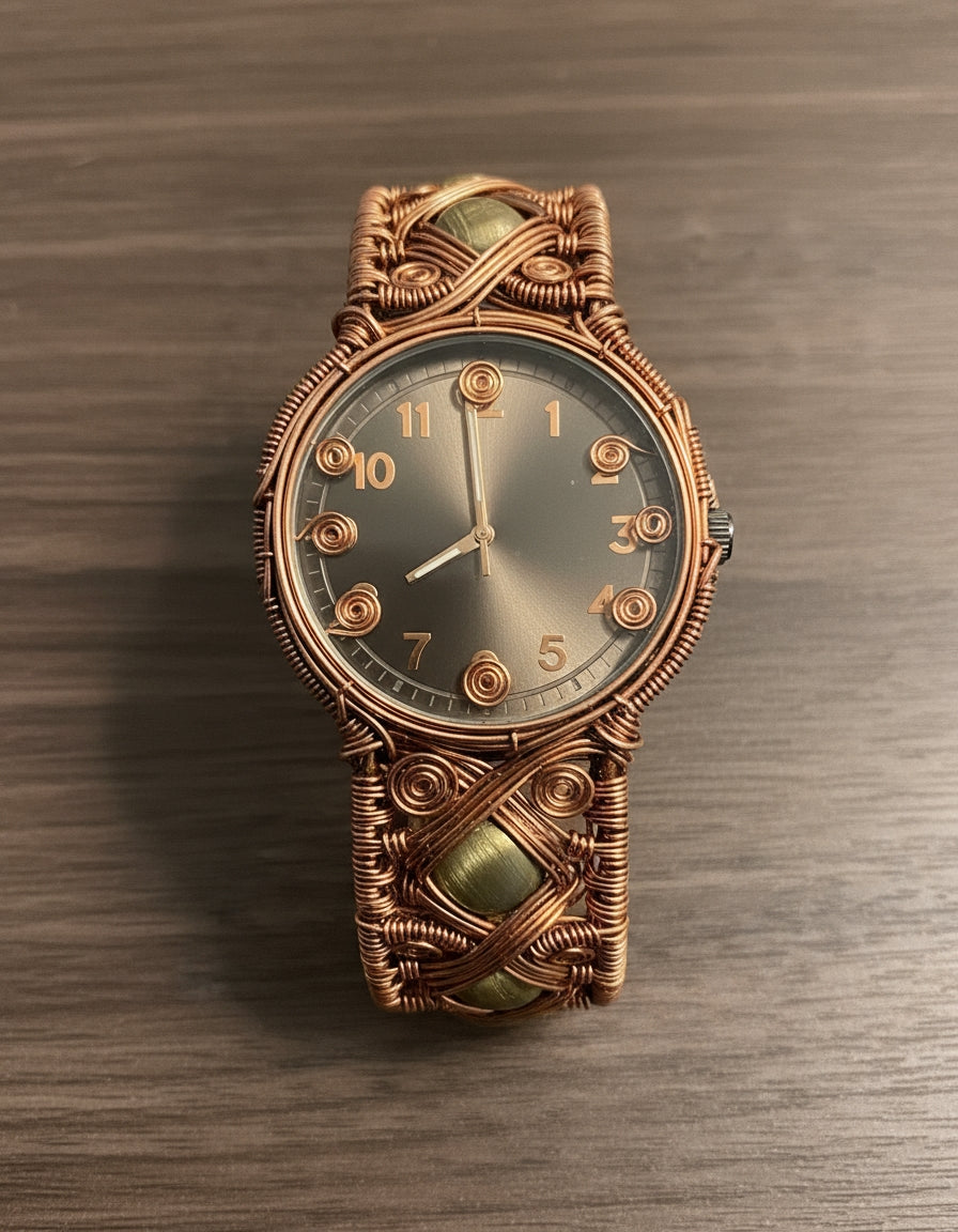 Wire Wrapped Copper Cats Eye Watch The Vibez Shop